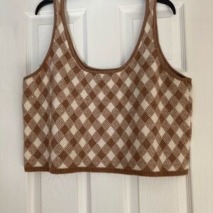 Brown Argyle Knit Tank Top